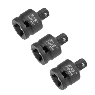 Harfington Uxcell 3 Pcs 3/8 Inch Drive (F) x 1/4 Inch (M) Impact Socket Reducer for Ratchet Wrenches, Female to Male, Cr-Mo