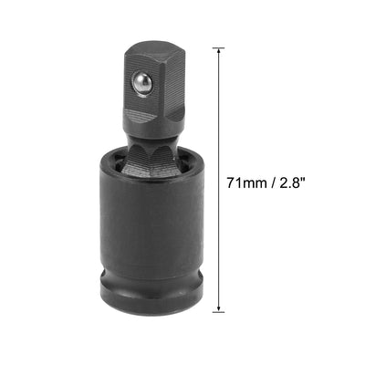 Harfington Uxcell Universal Socket Joint 1/2-Inch Hex Ball Spring Socket Adapter Cr-V Black 2 Pcs