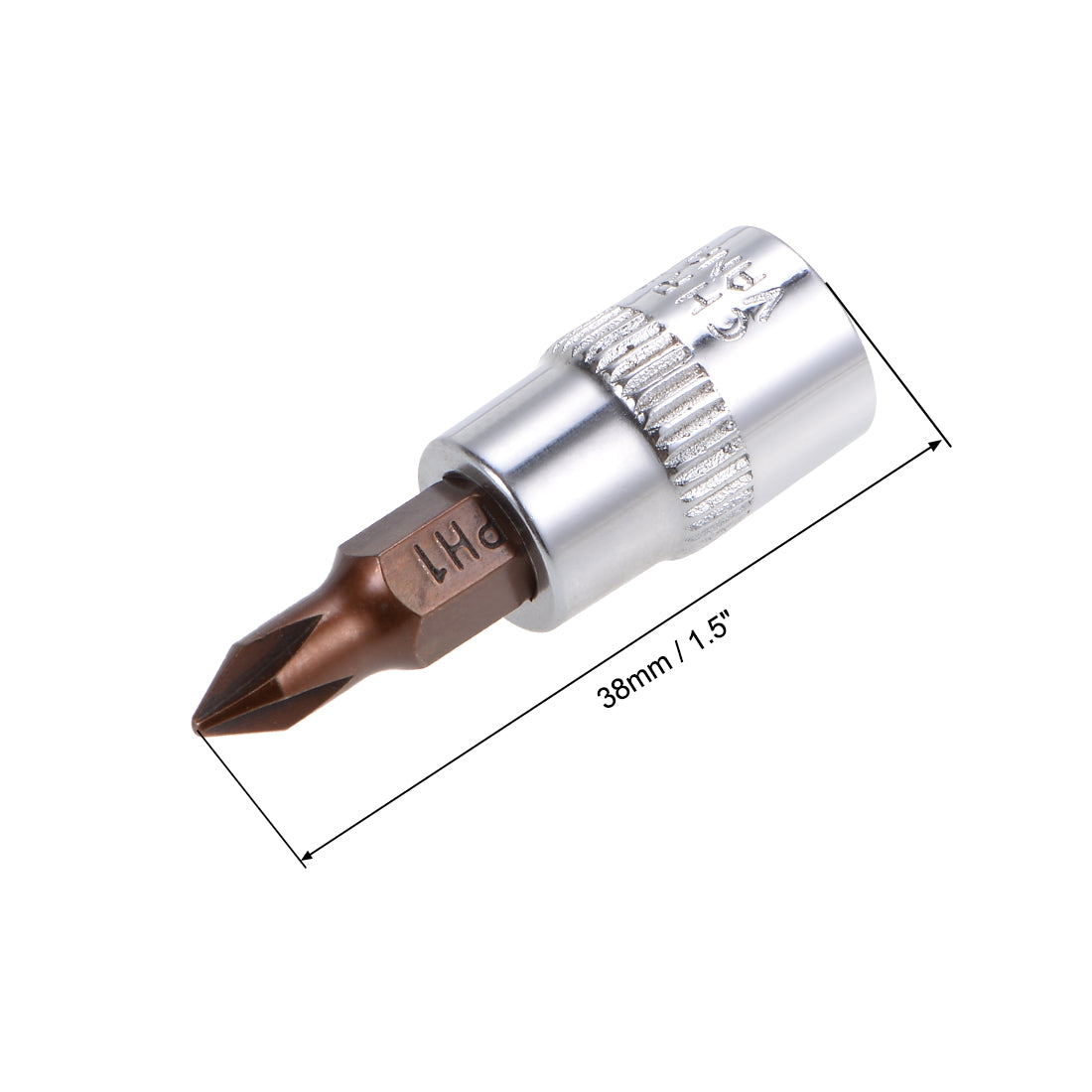 uxcell Uxcell 2 Pcs 1/4" Drive x PH1 Phillips Bit Socket, Standard Metric, S2 and Cr-V Steel