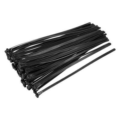 Harfington Uxcell Reusable Cable Ties 450mmx7.4mm Adjustable Nylon Zip Ties Wraps Black 100pcs