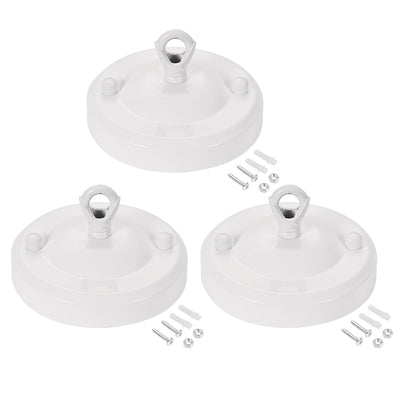 Harfington Uxcell Retro Light Canopy Kit with Ring, Vintage Chandelier Ceiling Plate, for Light Fitting Accessory DIY, 104mm 4.1Inch Chrome 3Pcs