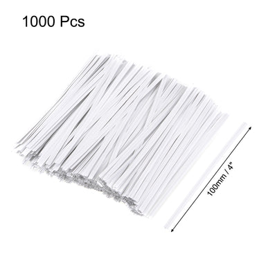 Harfington Uxcell Long Strong Twist Ties 4 Inches Quality  Closure Tie for Tying Gift Bags Art Craft Ties Manage Cords White 1000pcs