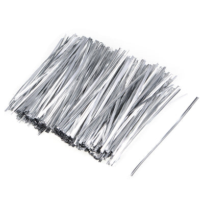 Harfington Uxcell Long Strong Twist Ties 5.9 Inches Quality Plastic Closure Tie for Tying Gift Bags Art Craft Ties Manage Cords Silvery 500pcs