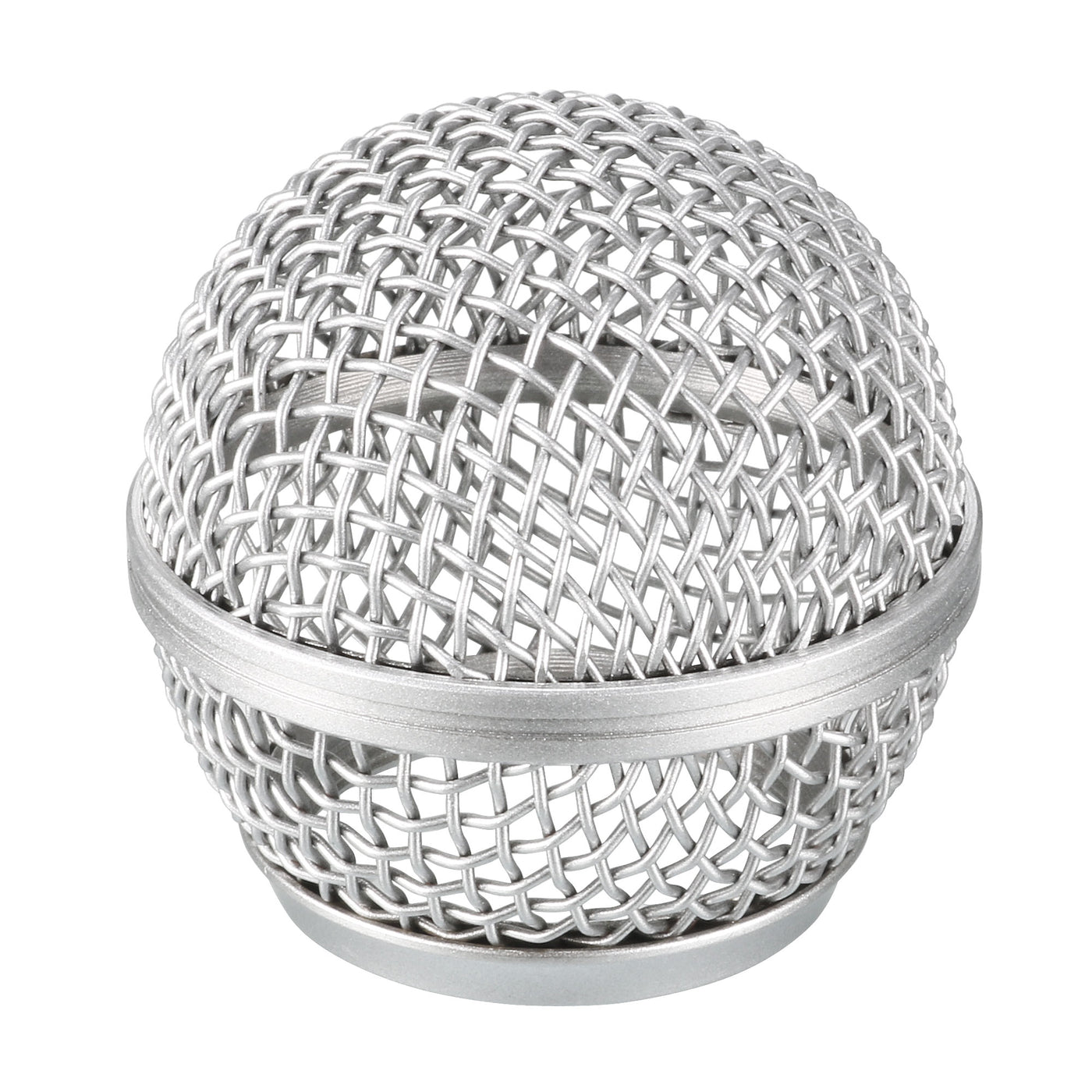 uxcell Uxcell Silver Tone Microphone Ball Head Mesh Grille Round Metal with White Inner Foam Filter for 858 Mic