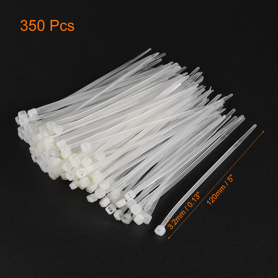 uxcell Uxcell Cable Zip Ties 120mmx3.2mm Self-Locking Nylon Tie Wraps White 350pcs