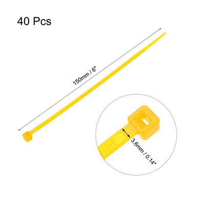 Harfington Uxcell Cable Zip Ties 150mmx3.6mm Self-Locking Nylon Tie Wraps Yellow 40pcs