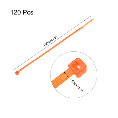 Harfington Uxcell Cable Zip Ties 150mmx2.5mm Self-Locking Nylon Tie Wraps Orange 120pcs