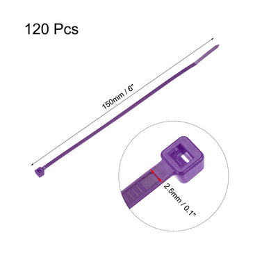 Harfington Uxcell Cable Zip Ties 150mmx2.5mm Self-Locking Nylon Tie Wraps Purple 120pcs