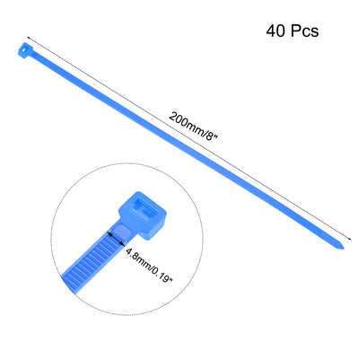 Harfington Uxcell Cable Zip Ties 200mmx4.8mm Self-Locking Nylon Tie Wraps Blue 40pcs