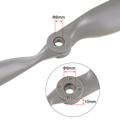 Harfington Uxcell RC Propellers CW 11x5.5 Inch 2-Vane for Airplane Gray 2Pcs with Adapter Ring