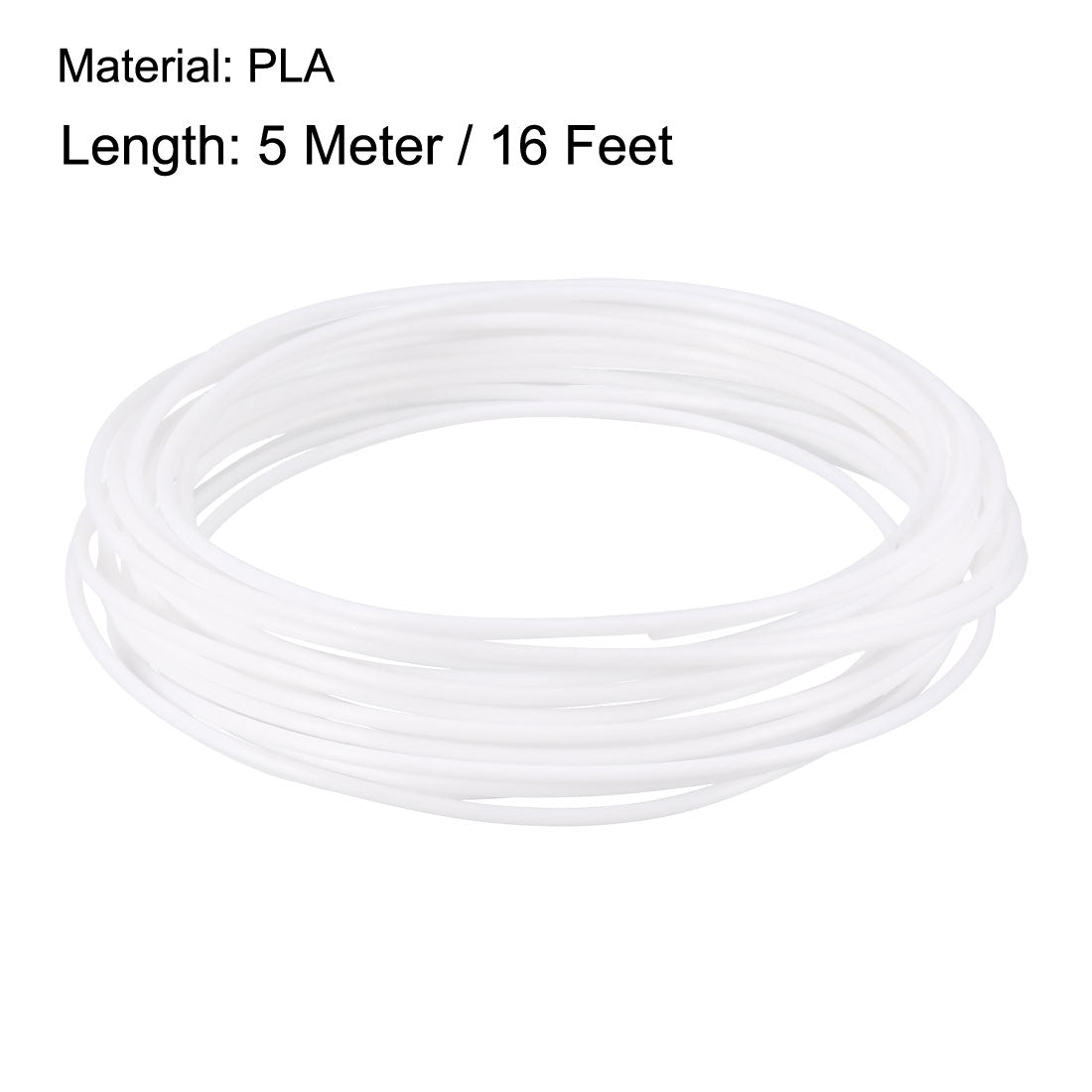 uxcell Uxcell 5 Meter/16 Ft PLA 3D Pen/3D Printer Filament, 1.75 mm White