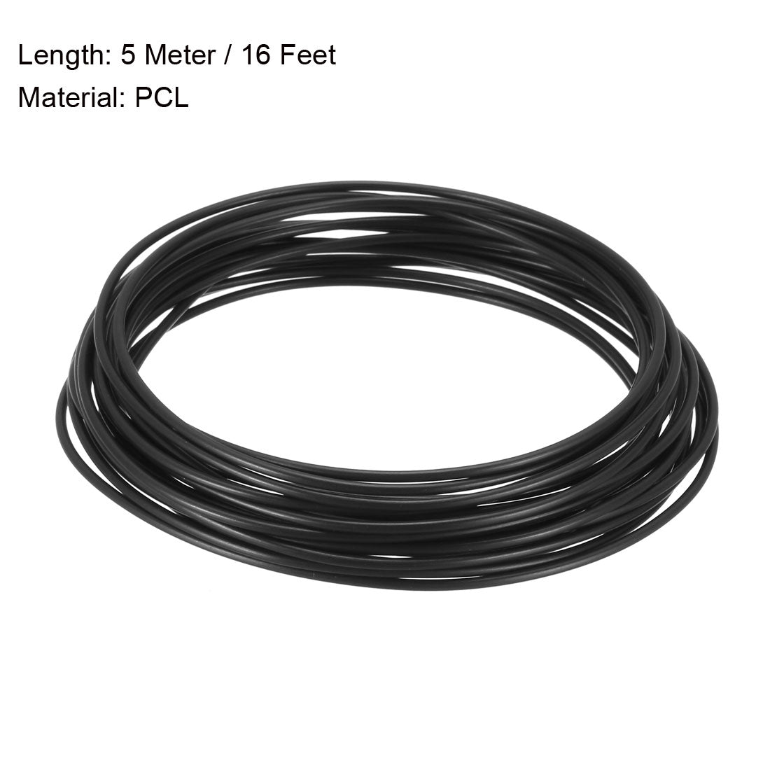 uxcell Uxcell 5 Meter/16 Ft PCL 3D Pen/3D Printer Filament, 1.75 mm Black