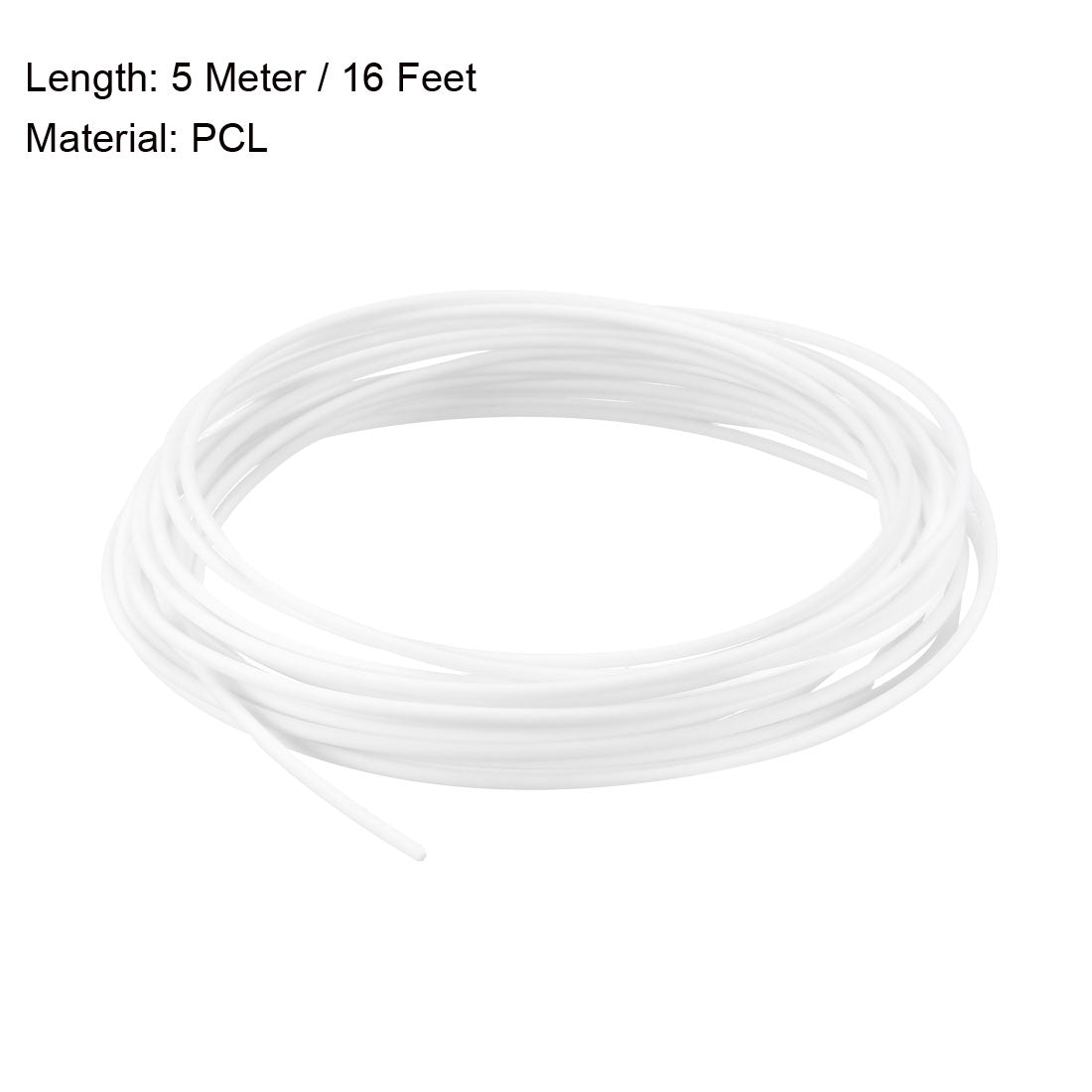 uxcell Uxcell 5 Meter/16 Ft PCL 3D Pen/3D Printer Filament, 1.75 mm White