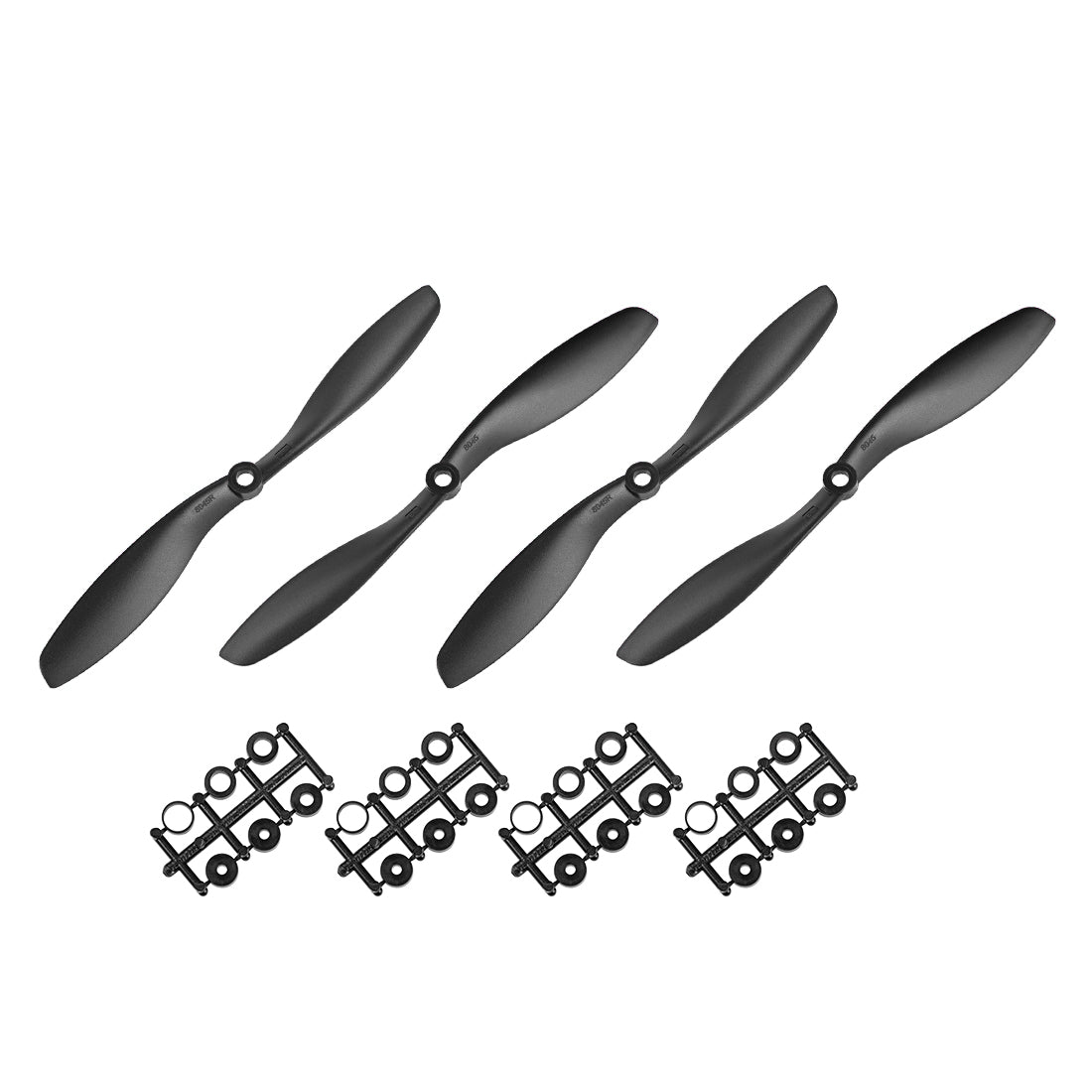 uxcell Uxcell RC Propellers CW CCW 8045 8x4.5 Inch 2-Vane Fixed-Wing for Airplane Toy, Nylon Black 2 Pair with Adapter Rings