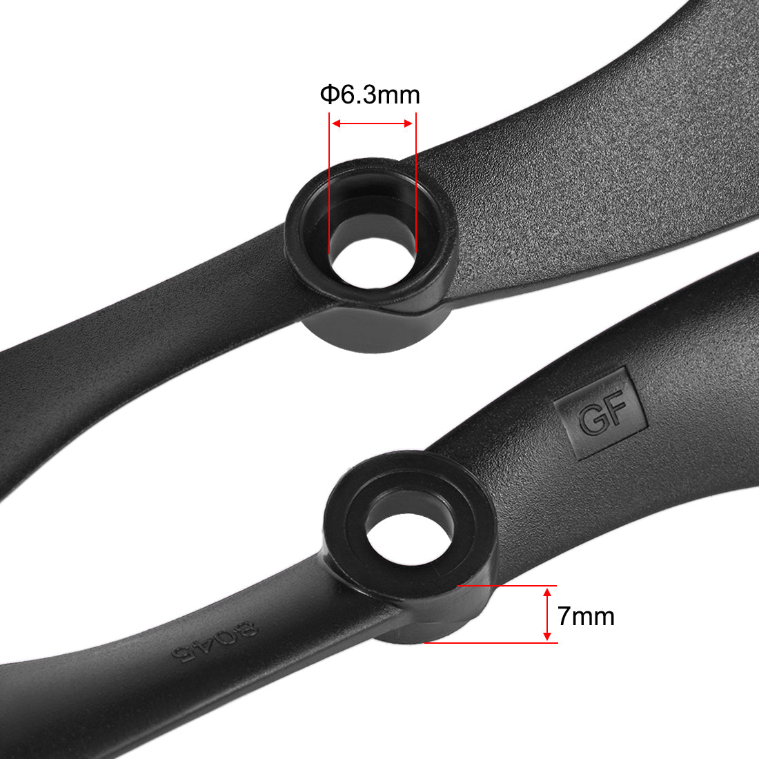 uxcell Uxcell RC Propellers CW CCW 8045 8x4.5 Inch 2-Vane Fixed-Wing for Airplane Toy, Nylon Black 4 Pair with Adapter Rings