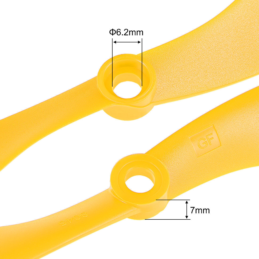 uxcell Uxcell RC Propellers CW CCW 8045 8x4.5 Inch 2-Vane Fixed-Wing, Nylon Yellow 2 Pair with Adapter Rings