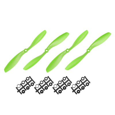 Harfington Uxcell RC Propellers CW CCW 8045 8x4.5 Inch 2-Vane Fixed-Wing, Nylon Green 2 Pair with Adapter Rings