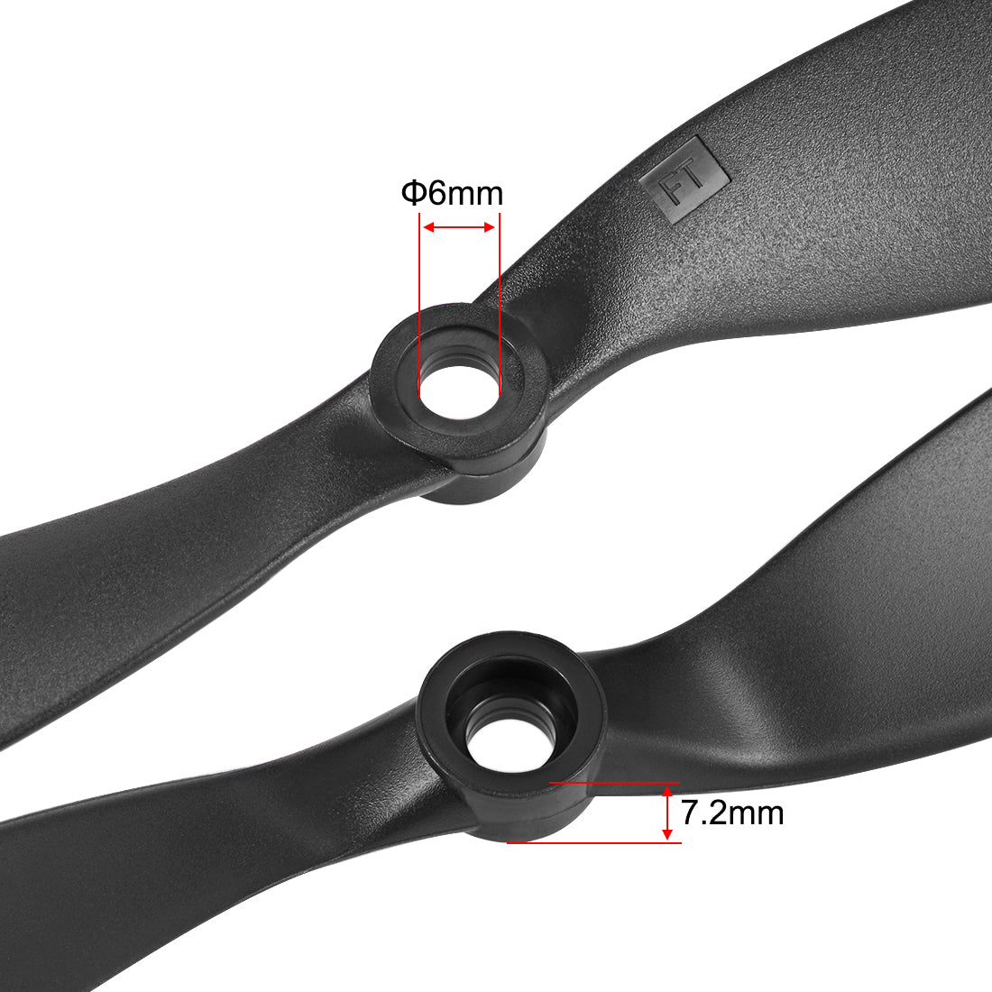 uxcell Uxcell RC Propellers CW CCW 9047 9x4.7 Inch 2-Vane Fixed-Wing for Airplane Toy, Nylon Black 4 Pair with Adapter Rings