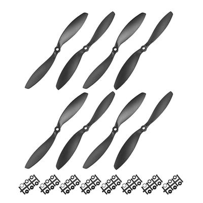 Harfington Uxcell RC Propellers CW CCW 9047 9x4.7 Inch 2-Vane Fixed-Wing for Airplane Toy, Nylon Black 4 Pair with Adapter Rings