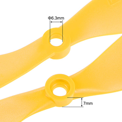 Harfington Uxcell RC Propellers CW CCW 1147 11x4.7 Inch 2-Vane Fixed-Wing for Airplane Toy, Nylon Yellow 2 Pair with Adapter Rings