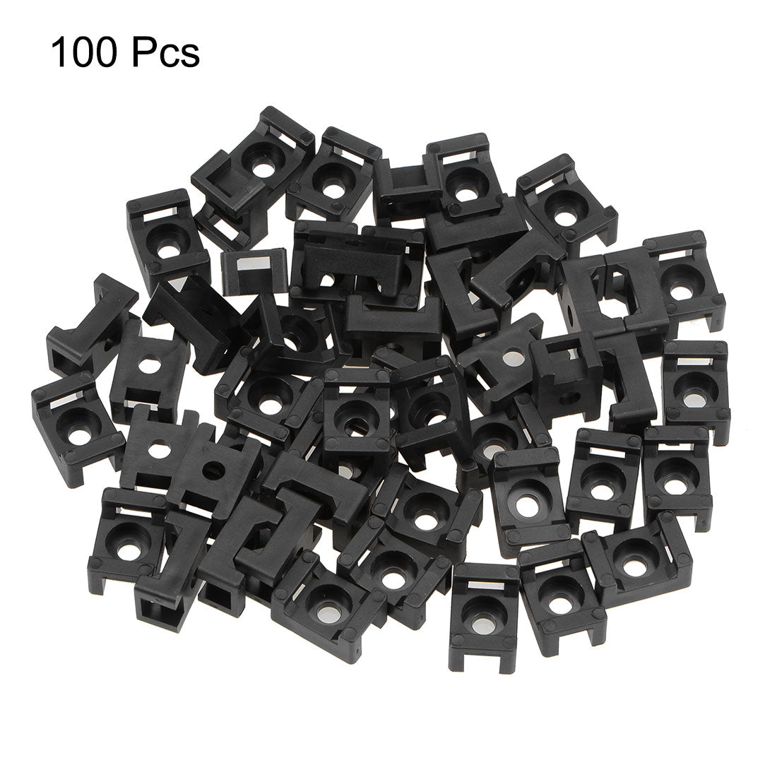 uxcell Uxcell Cable Tie Base Saddle Type Mount Wire Holder Permanently Anchor To Wall Desk 15x10x7mm Black 100pcs
