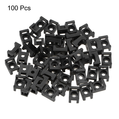 Harfington Uxcell Cable Tie Base Saddle Type Mount Wire Holder Permanently Anchor To Wall Desk 15x10x7mm Black 100pcs