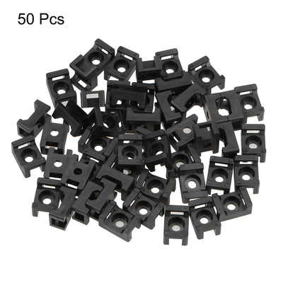 Harfington Uxcell Cable Tie Base Saddle Type Mount Wire Holder Permanently Anchor To Wall Desk 15x10x7mm Black 50pcs