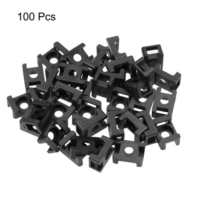 Harfington Uxcell Cable Tie Base Saddle Type Mount Wire Holder Permanently Anchor To Wall Desk 23x16x10mm Black 100pcs