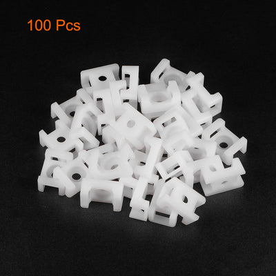 Harfington Uxcell Cable Tie Base Saddle Type Mount Wire Holder Permanently Anchor To Wall Desk 23x16x10mm White 5mm Hole 100pcs