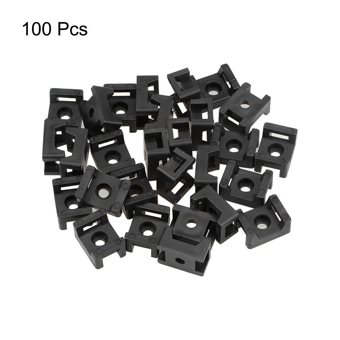 uxcell Uxcell Cable Tie Base Saddle Type Mount Wire Holder Permanently Anchor To Wall Desk 21.5x16x10mm Black 100pcs