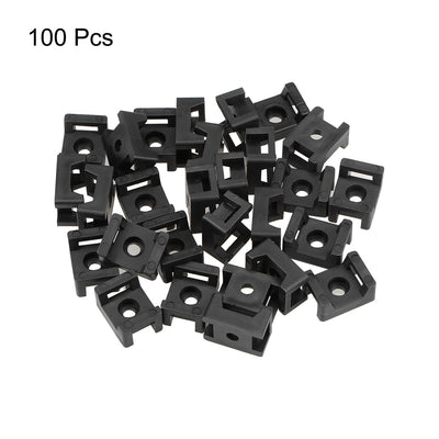 Harfington Uxcell Cable Tie Base Saddle Type Mount Wire Holder Permanently Anchor To Wall Desk 21.5x16x10mm Black 100pcs