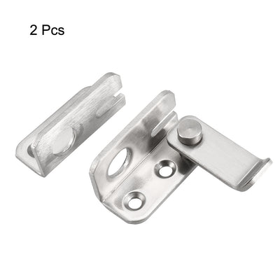 Harfington Uxcell Flip Door Latch 201 Stainless Steel 45x40mm Gate Latch Right Open Hasp Slide Lock with Padlock Hole 2 Pcs