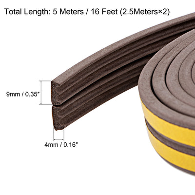 Harfington Uxcell Foam Seal Strip Adhesive Tape 9mm Width 4mm Thick, 2.5 Meters  Brown, Pcs