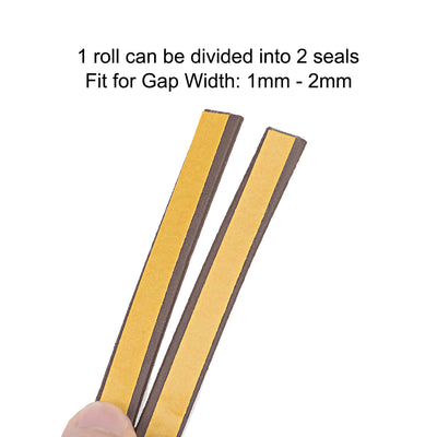 Harfington Uxcell Foam Tape Adhesive Weather Stripping 9mm Wide 2mm Thick, 2.5 Meters  Brown, Pcs