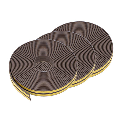 Harfington Uxcell Foam Tape Adhesive Weather Stripping 9mm Wide 2mm Thick, 5 Meters  Brown, 3Pcs