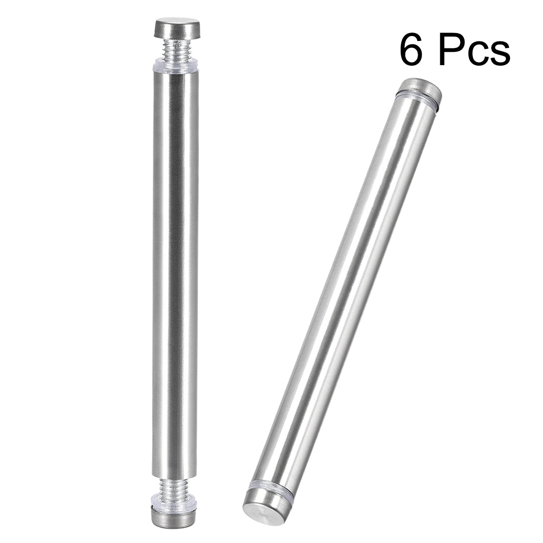 uxcell Uxcell Glass Standoff Double Head Stainless Steel Standoff Holder 12mm x 124mm 6 Pcs