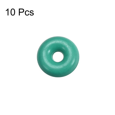 Harfington Uxcell Fluorine Rubber O Rings, 5mm OD, 2mm Inner Diameter, 1.5mm Width, Seal Gasket Green 10Pcs
