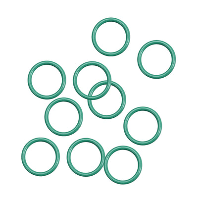 Harfington Uxcell Fluorine Rubber O Rings, 13mm OD, 10mm Inner Diameter, 1.5mm Width, Seal Gasket Green 10Pcs