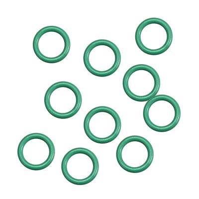 Harfington Uxcell Fluorine Rubber O Rings, 10.5mm OD, 7.5mm Inner Diameter, 1.5mm Width, Seal Gasket Green 10Pcs