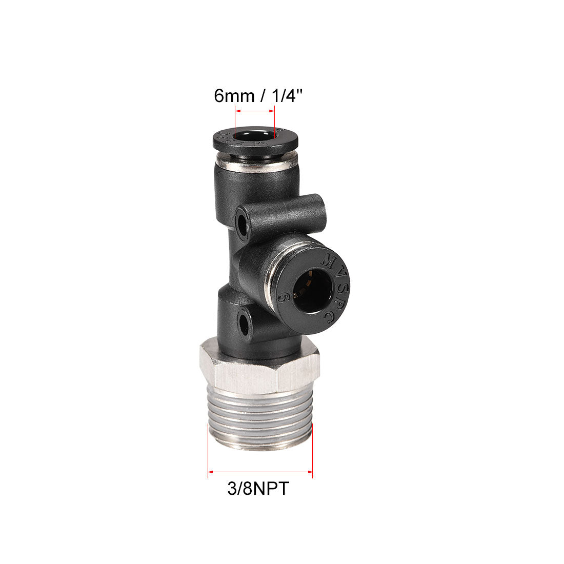 Uxcell Uxcell Plastic Tee Push To Connect Tube Fittings 10mmx3/8NPT Male Thread Push Lock 2pcs