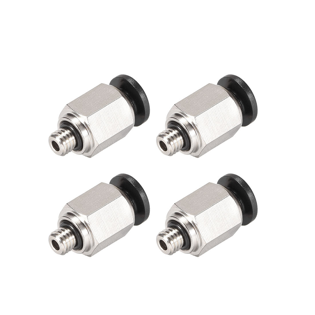 uxcell Uxcell Straight Pneumatic Push to Quick Connect Fittings M5 Male x 4mm Tube OD Silver Tone 4pcs