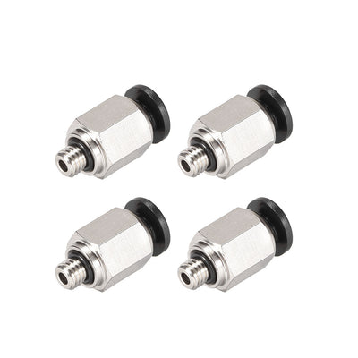 Harfington Uxcell Straight Pneumatic Push to Quick Connect Fittings M5 Male x 4mm Tube OD Silver Tone 4pcs