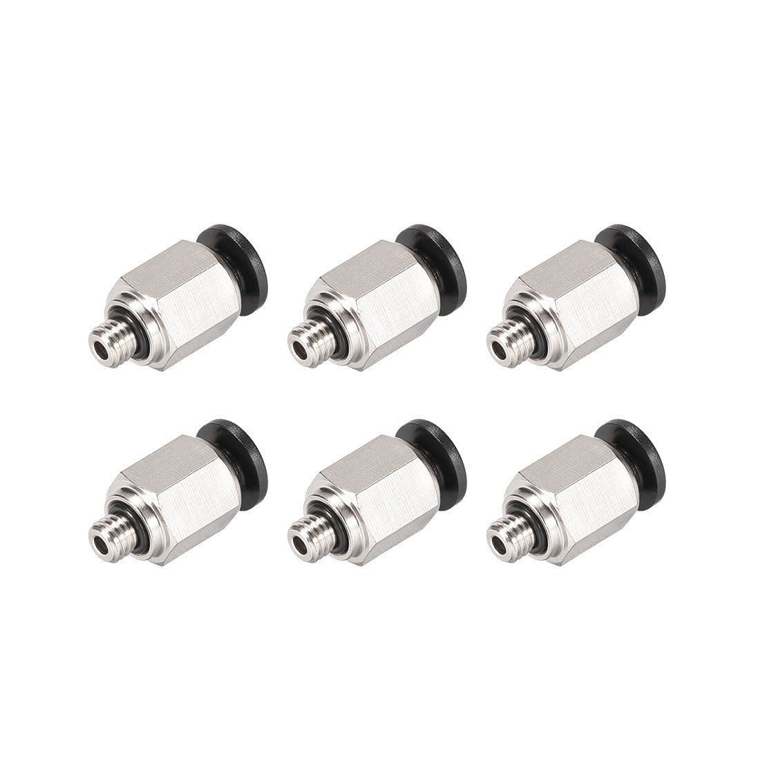 Uxcell Uxcell Straight Pneumatic Push to Quick Connect Fittings M5 Male x 6mm Tube OD Silver Tone 2pcs