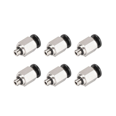 Harfington Uxcell Straight Pneumatic Push to Quick Connect Fittings M5 Male x 6mm Tube OD Silver Tone 2pcs