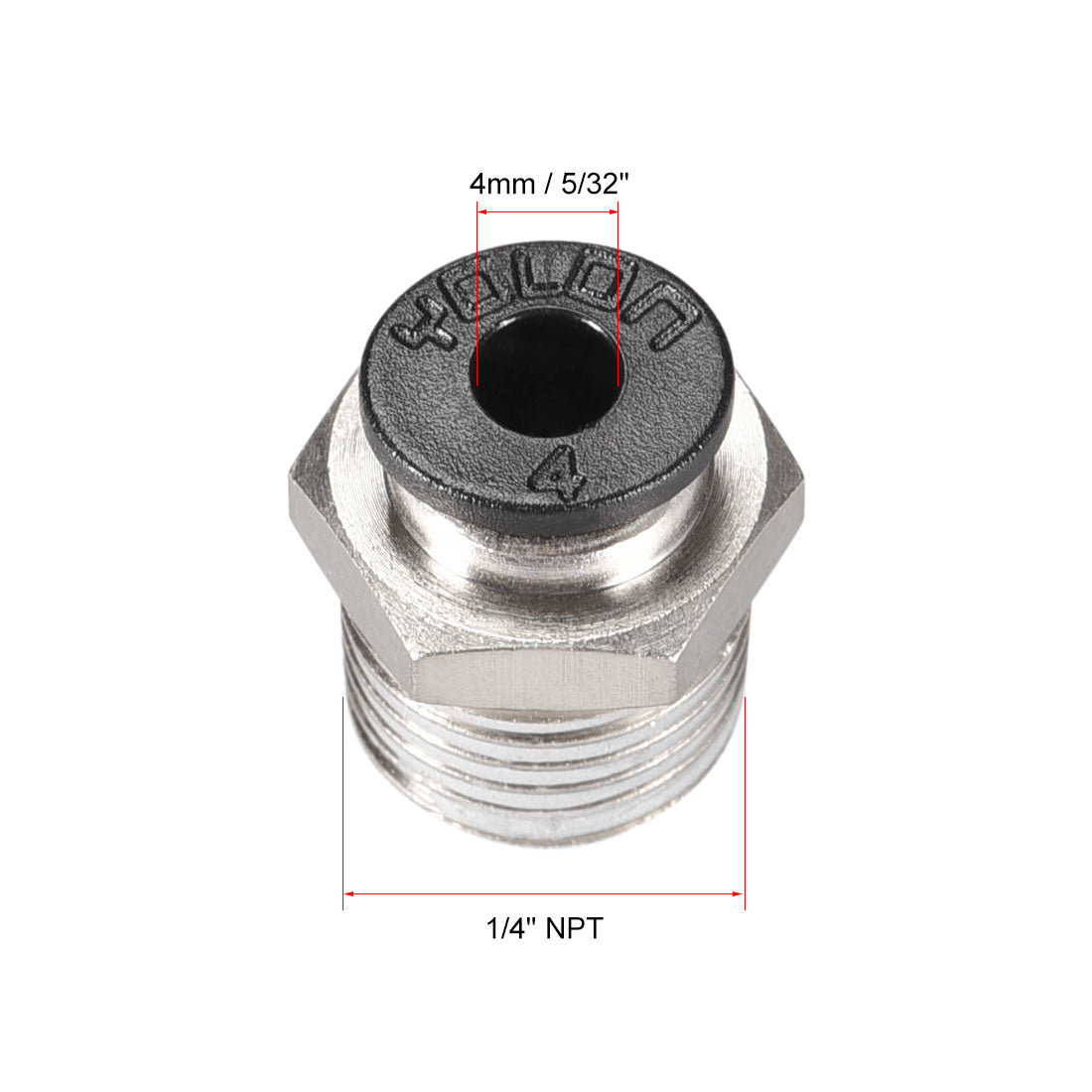 uxcell Uxcell Straight Pneumatic Push to Quick Connect Fittings 1/4NPT Male x 4mm Tube OD Silver Tone 3pcs