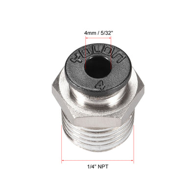 Harfington Uxcell Straight Pneumatic Push to Quick Connect Fittings 1/4NPT Male x 4mm Tube OD Silver Tone 3pcs