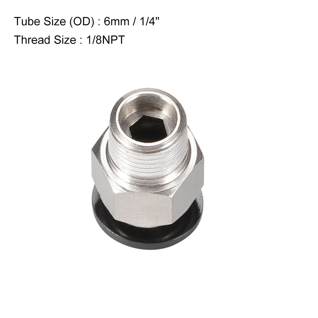 uxcell Uxcell Straight Pneumatic Push to Quick Connect Fittings 1/8NPT Male x 6mm Tube OD Silver Tone 2pcs