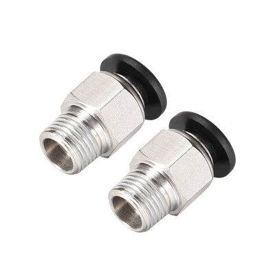 Harfington Uxcell Straight Pneumatic Push to Quick Connect Fittings 1/8NPT Male x 6mm Tube OD Silver Tone 2pcs