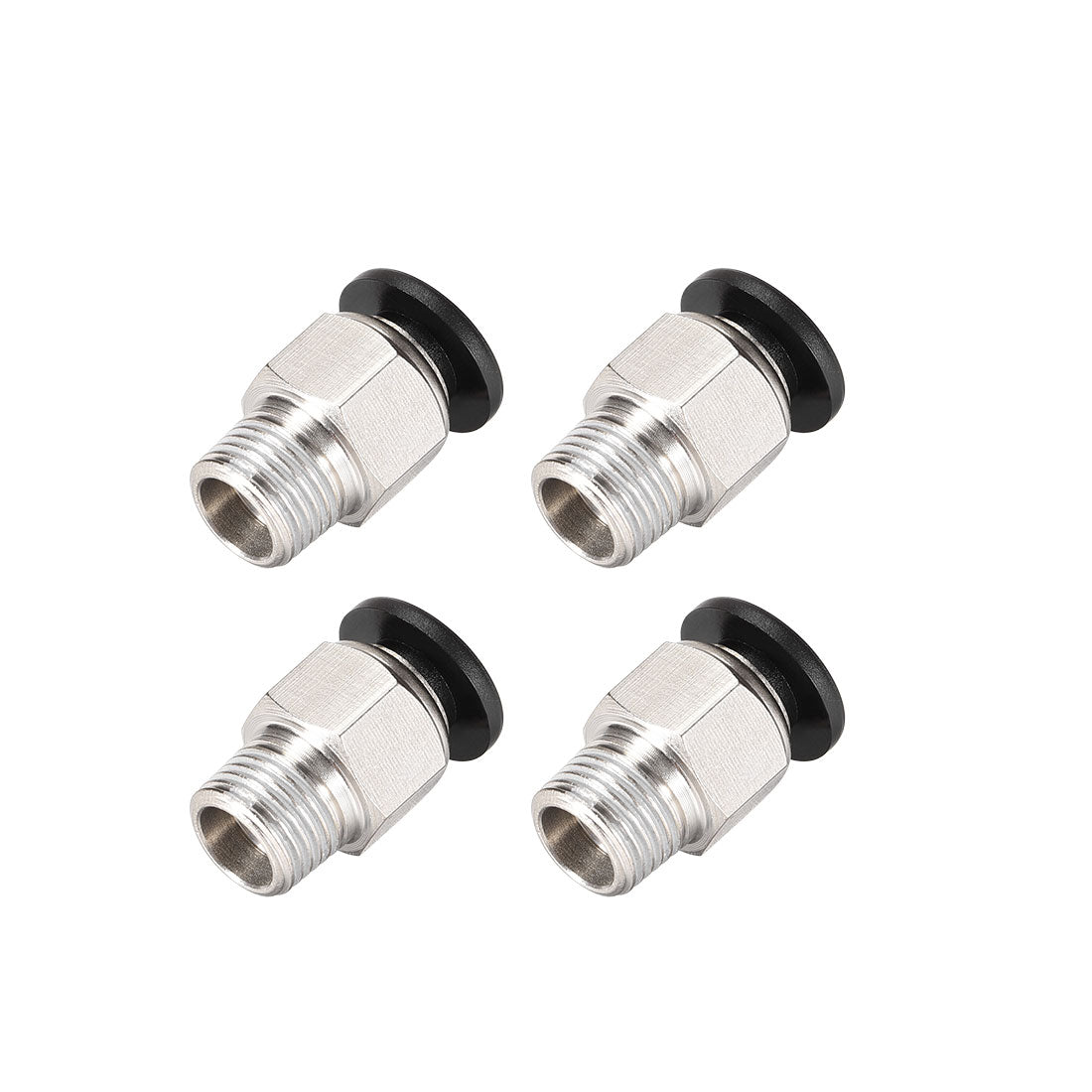 uxcell Uxcell Straight Pneumatic Push to Quick Connect Fittings 1/8NPT Male x 6mm Tube OD Silver Tone 4pcs