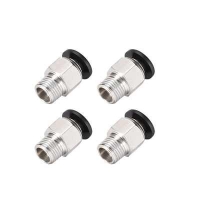 Harfington Uxcell Straight Pneumatic Push to Quick Connect Fittings 1/8NPT Male x 6mm Tube OD Silver Tone 4pcs